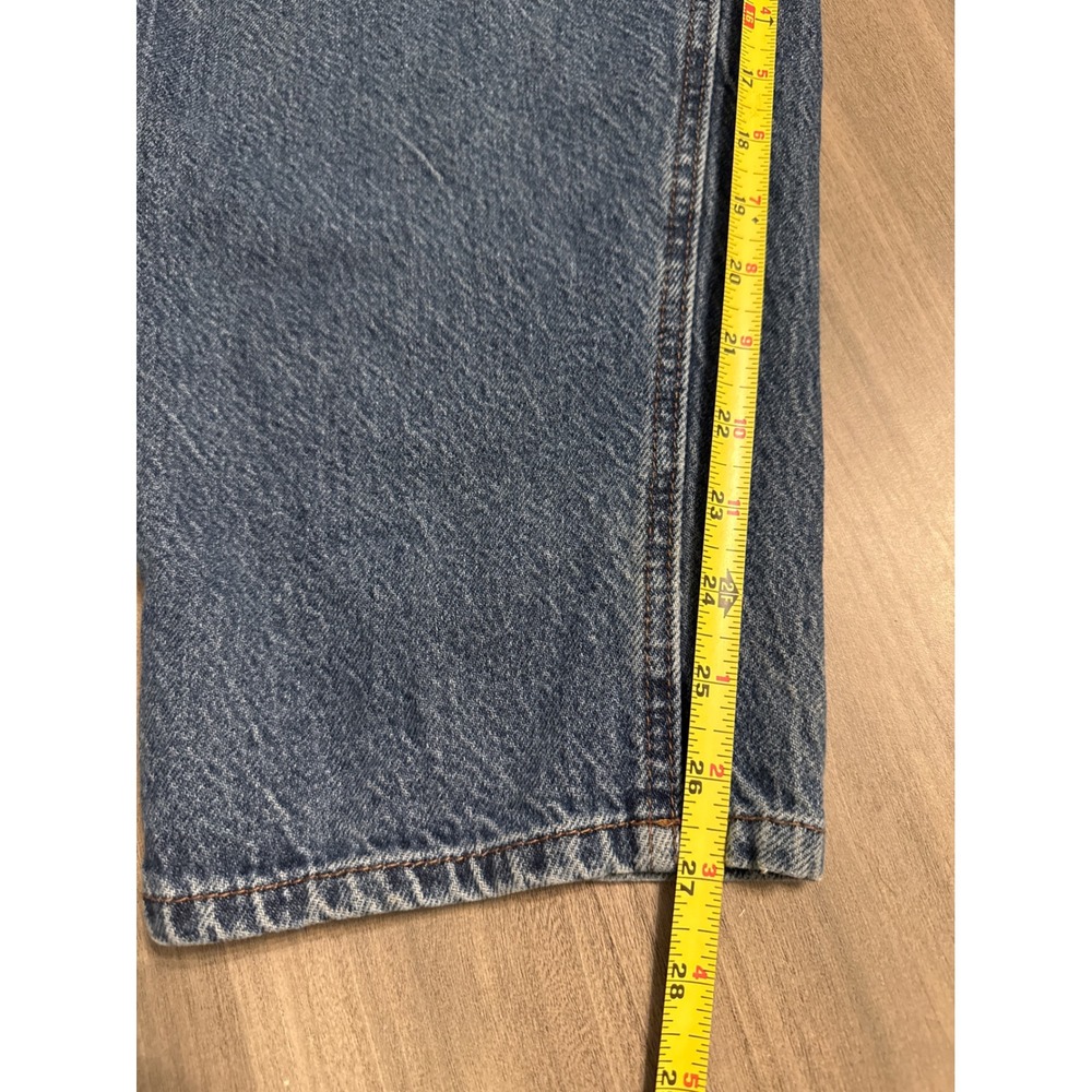 EMPYRE Denim Jeans Mens Size 28 Baggy Fit Y2K Blue Large Embroidered Pockets - Picture 7 of 8
